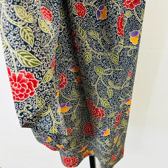 Vintage Liz Claiborne Silk Sheath Dress Size 4 Floral Print Black Red Midi - Picture 7 of 14